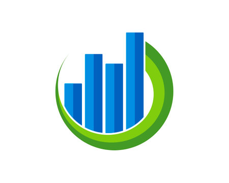 Circle swoosh with financial chart bar insideのイラスト素材