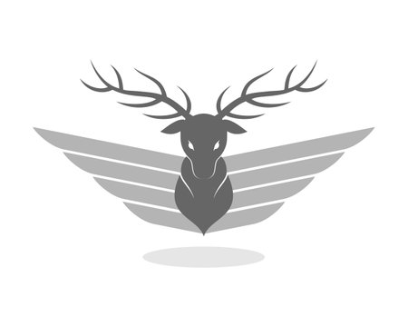 Grey deer with silver wingsのイラスト素材