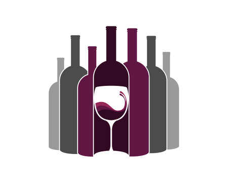 Wine bottle with glass wine insideのイラスト素材