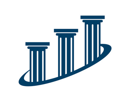 Three pillar with circle swoosh aroundのイラスト素材