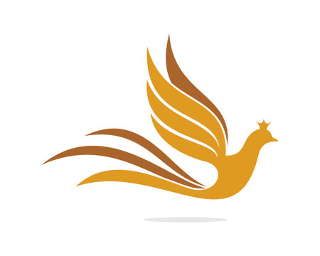 Golden flying dove with crownのイラスト素材