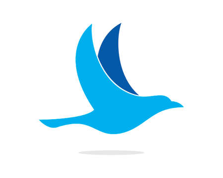 Simple flying bird in blue colorのイラスト素材
