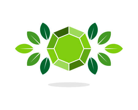 Green diamond with nature leafのイラスト素材