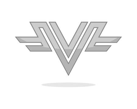 Silver abstract shape with V letter initialのイラスト素材