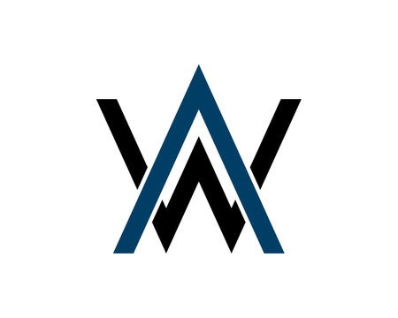 Blue and green A W letter initialのイラスト素材