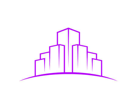 City building with purple line artのイラスト素材