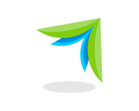Abstract green and blue paper planeのイラスト素材