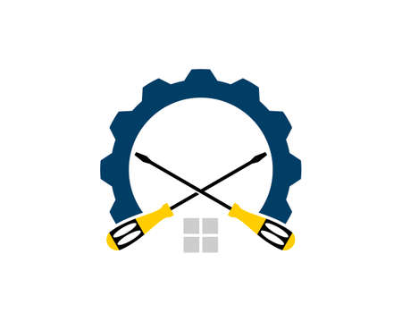Repair gear with screwdriver and houseのイラスト素材