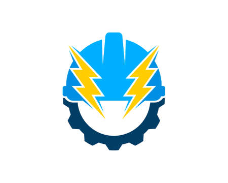 Safety helmet with lightning and gearのイラスト素材