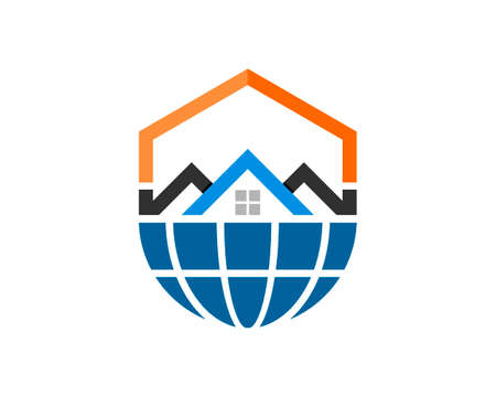 Abstract globe with modern house on topのイラスト素材