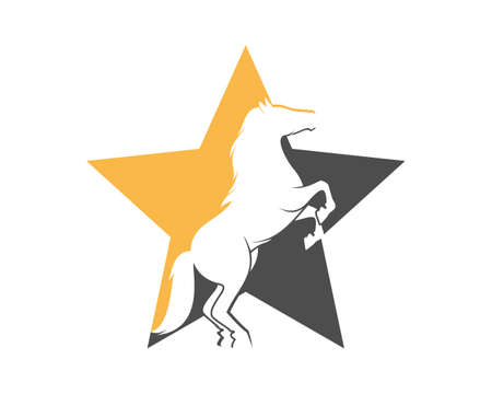 Standing horse inside the starのイラスト素材