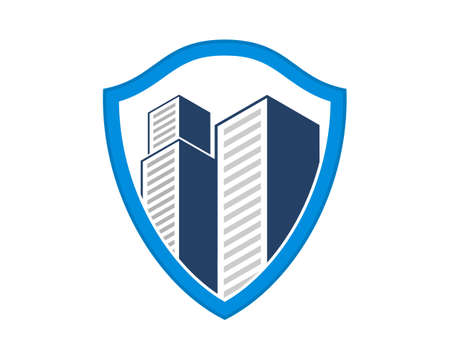 City building in the shieldのイラスト素材