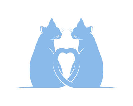 Two cat face to face with love tailのイラスト素材