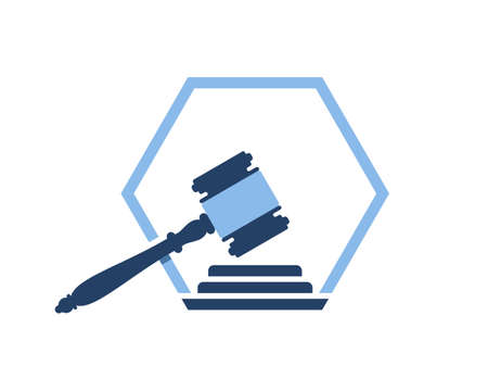 Hammer law firm with hexagonのイラスト素材