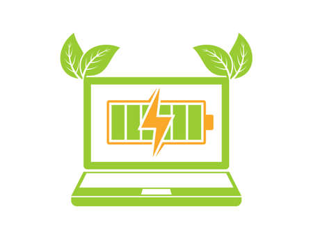 Nature laptop with energy battery charge insideのイラスト素材