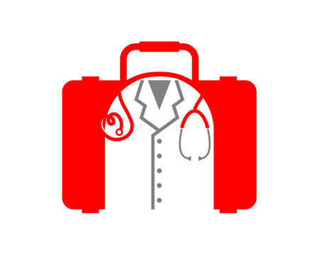 Medical kit with doctor suit insideのイラスト素材