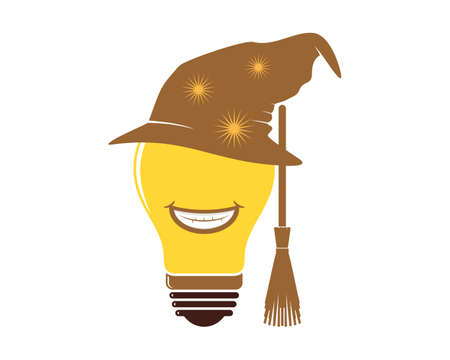 Witch idea with light bulb shapeのイラスト素材