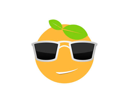 Geek orange fruits with black eye glassのイラスト素材