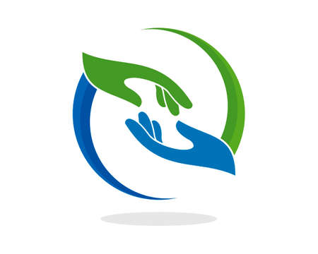 Circle swoosh with hand care insideのイラスト素材