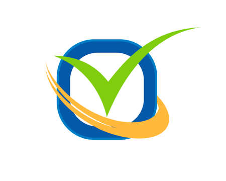 Rectangle shape with swoosh and checkのイラスト素材