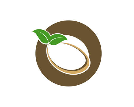 Circle shape with coffee bean and leafのイラスト素材