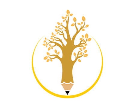 Combination pencil with tree logoのイラスト素材