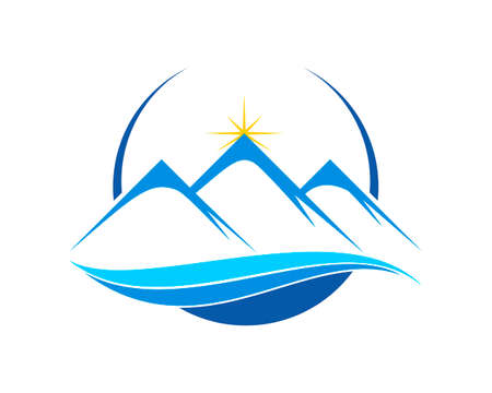 Simple mountain and waveのイラスト素材