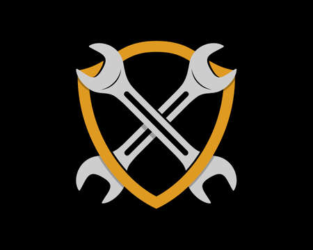 Shield with crossed wrench insideのイラスト素材
