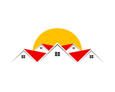 Luxury real estate with sun behindのイラスト素材