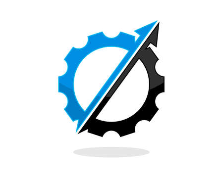 Blue and black gear with arrowのイラスト素材