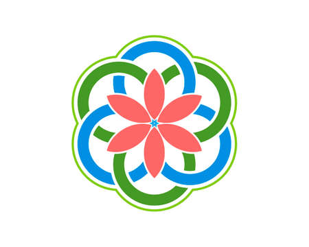 Abstract circle shape with simple flower insideのイラスト素材