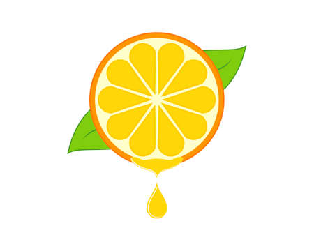 Orange fruit with nature leafのイラスト素材
