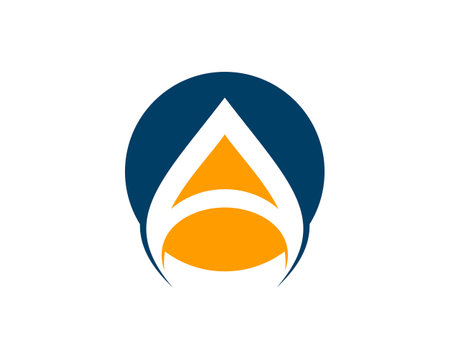 Blue and orange abstract circle shape with A letter initialのイラスト素材