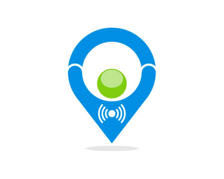 Pin location with people and wifi symbolのイラスト素材
