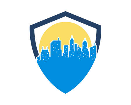 City building in the shield protection shapeのイラスト素材