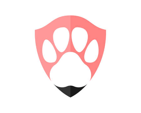 Pet paw inside the shield protectionのイラスト素材