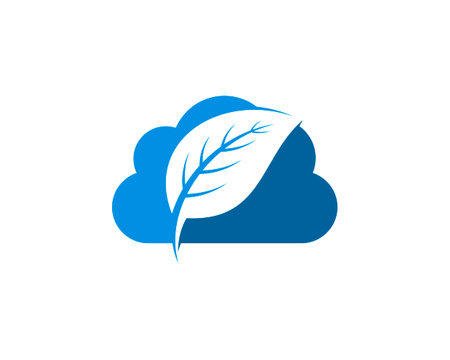 Simple cloud with nature leaf insideのイラスト素材