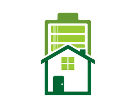 Combination house with battery energyのイラスト素材