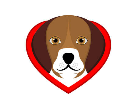 Dog head inside the love shapeのイラスト素材