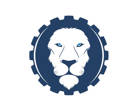 Lion head with gear shape logoのイラスト素材