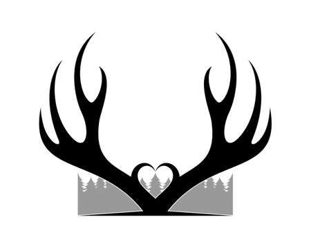 Deer horn with forest behindのイラスト素材