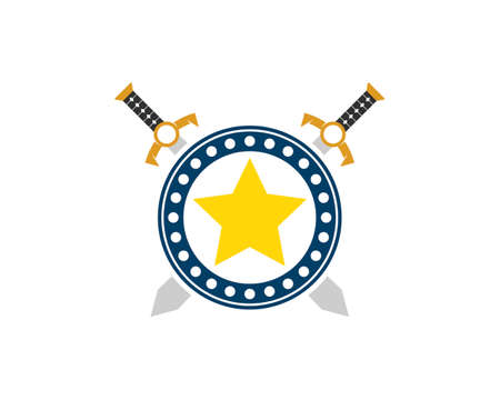 Star shield with cross knight swordのイラスト素材