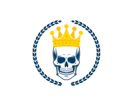 Circular wheat with skull and crown insideのイラスト素材