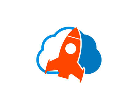 Simple cloud with rocket launch insideのイラスト素材