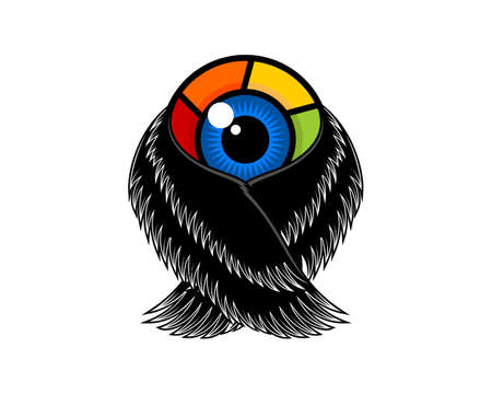 Camera lens with black wings logoのイラスト素材