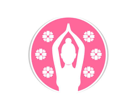 Woman yoga inside the pink circleのイラスト素材