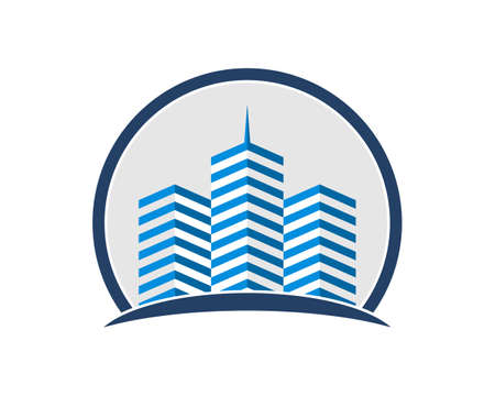 Real estate building in the blue circleのイラスト素材