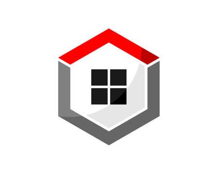 House logo with hexagon shapeのイラスト素材