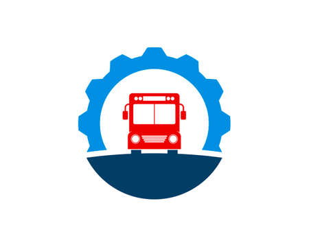 Repair gear with red bus insideのイラスト素材