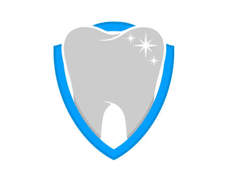 Clean teeth inside the blue shieldのイラスト素材